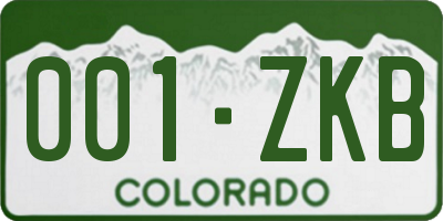 CO license plate 001ZKB