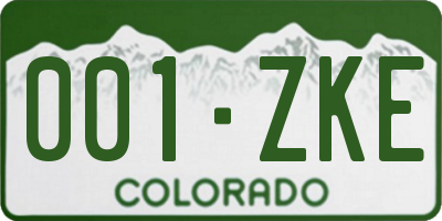 CO license plate 001ZKE