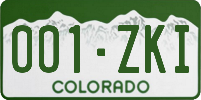 CO license plate 001ZKI