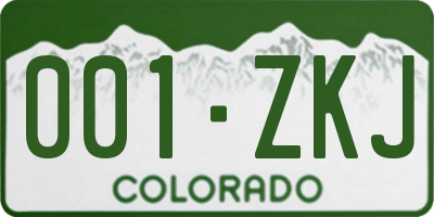 CO license plate 001ZKJ