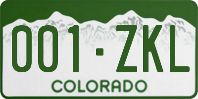 CO license plate 001ZKL