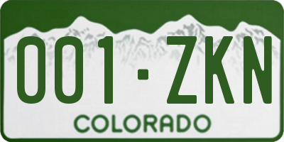 CO license plate 001ZKN