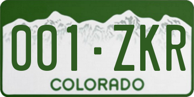 CO license plate 001ZKR