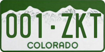 CO license plate 001ZKT
