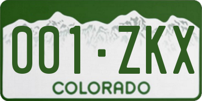 CO license plate 001ZKX