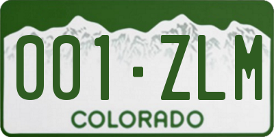 CO license plate 001ZLM