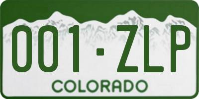 CO license plate 001ZLP