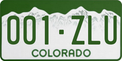 CO license plate 001ZLU