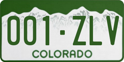 CO license plate 001ZLV