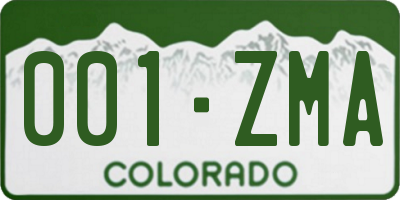 CO license plate 001ZMA