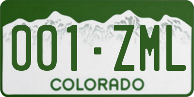 CO license plate 001ZML