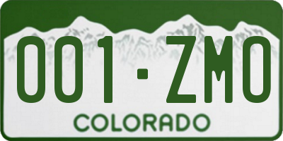 CO license plate 001ZMO