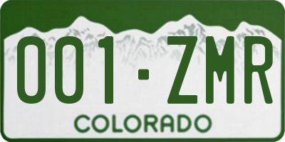 CO license plate 001ZMR