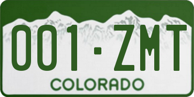 CO license plate 001ZMT