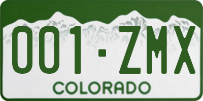 CO license plate 001ZMX