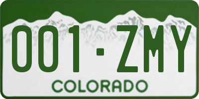 CO license plate 001ZMY