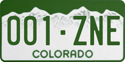 CO license plate 001ZNE