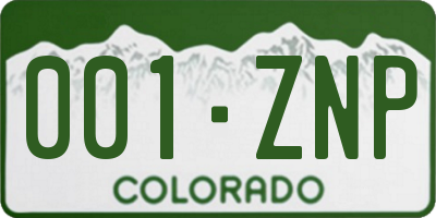 CO license plate 001ZNP