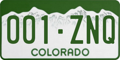 CO license plate 001ZNQ