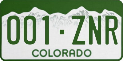 CO license plate 001ZNR