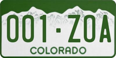 CO license plate 001ZOA