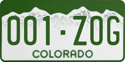 CO license plate 001ZOG