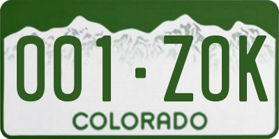 CO license plate 001ZOK