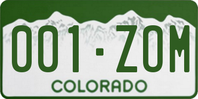 CO license plate 001ZOM