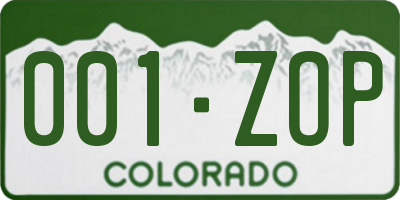 CO license plate 001ZOP