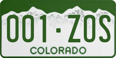 CO license plate 001ZOS