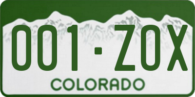 CO license plate 001ZOX