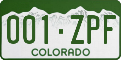 CO license plate 001ZPF