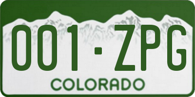 CO license plate 001ZPG
