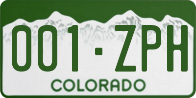 CO license plate 001ZPH
