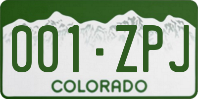 CO license plate 001ZPJ