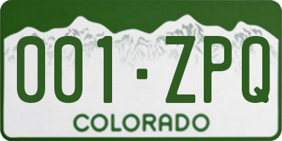 CO license plate 001ZPQ