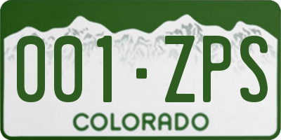 CO license plate 001ZPS