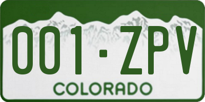 CO license plate 001ZPV