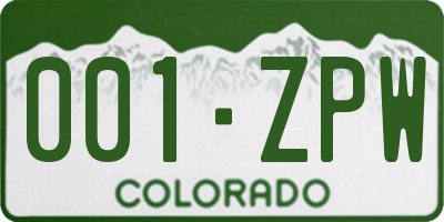 CO license plate 001ZPW