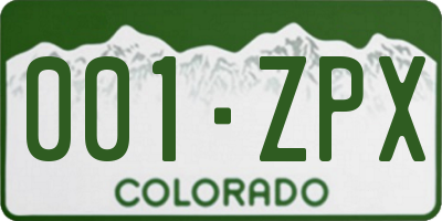 CO license plate 001ZPX