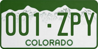 CO license plate 001ZPY