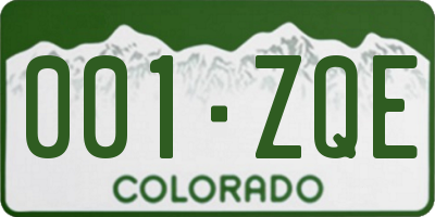 CO license plate 001ZQE