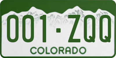 CO license plate 001ZQQ