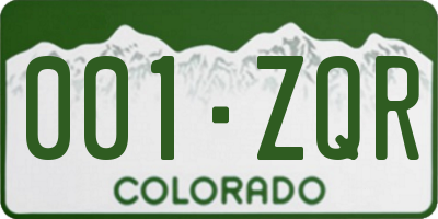 CO license plate 001ZQR