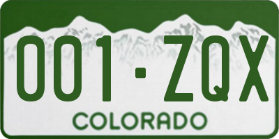 CO license plate 001ZQX