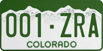 CO license plate 001ZRA