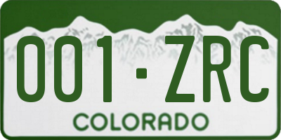 CO license plate 001ZRC