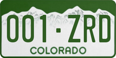 CO license plate 001ZRD