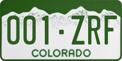 CO license plate 001ZRF