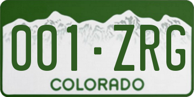 CO license plate 001ZRG